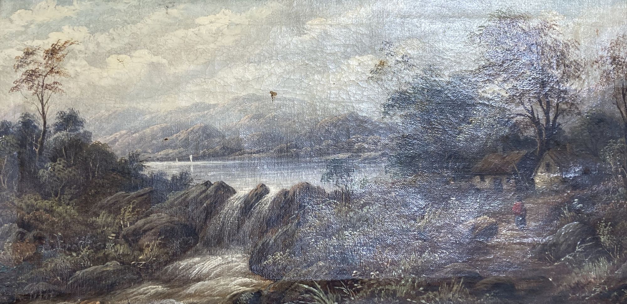 T. McKenzie, oil on canvas, Figure passing a loch, signed, 29 x 59cm, with a colour print after T.B. Hardy